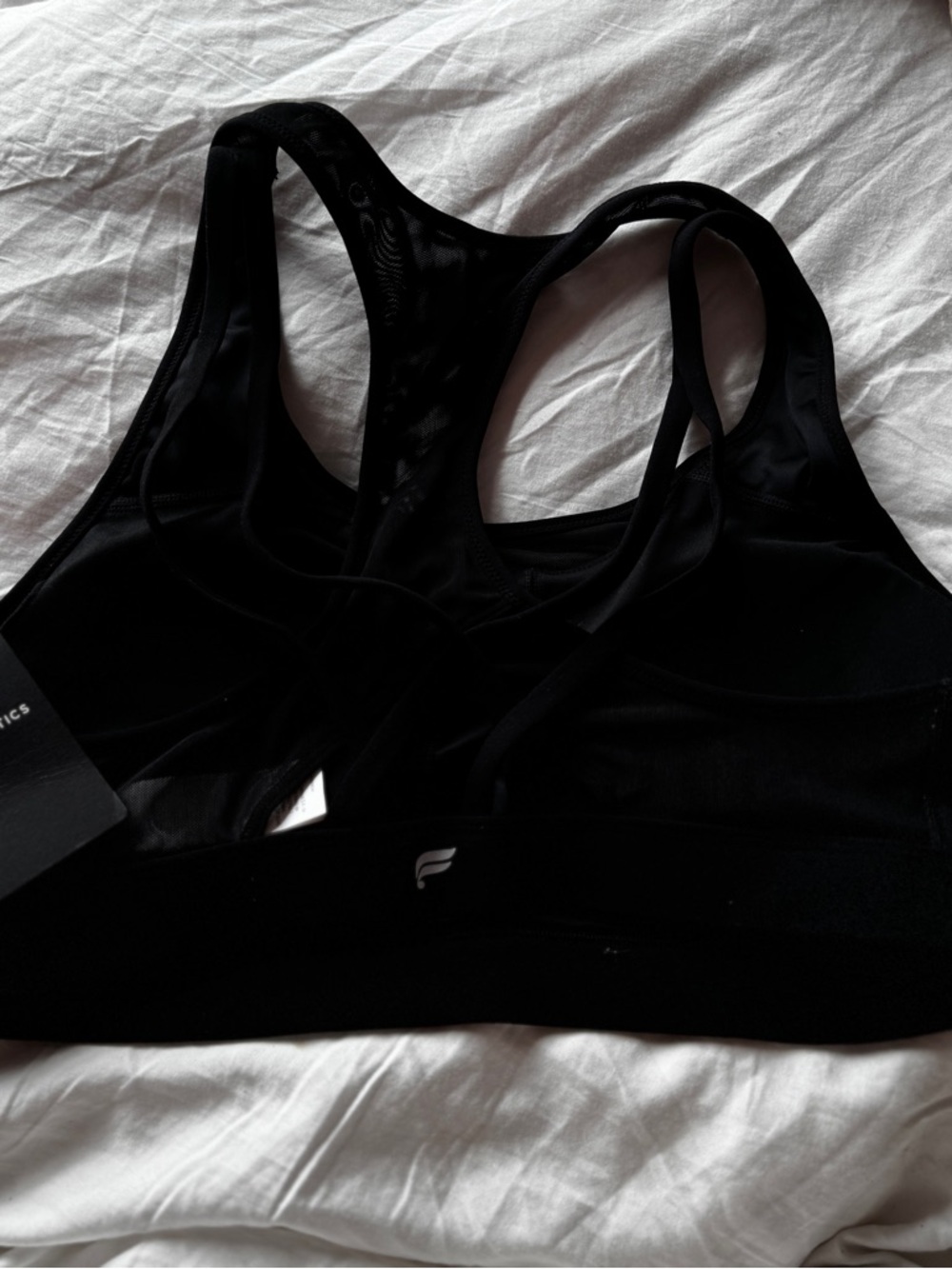 Fabletics Black Strappy Mesh-Back Sports Bra - Picture 3 of 4